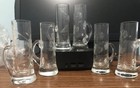 VINTAGE SET OF 6 CRYSTAL ETCHED FLORAL SHOT OR CORDIAL GLASSES W/ HANDLES 4” NEW — photo 3