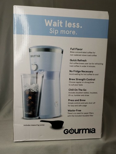 Gourmia BLUE Iced Coffee Maker with Brew-Strength Control Reusable Filter - Picture 4 of 7