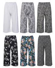PANTALONES CORTOS CULLOTES 3/4 ESTAMPADO PIERNA ANCHA INFORMALES PANTALONES CAPRI SUELTOS NUEVOS CON ETIQUETAS