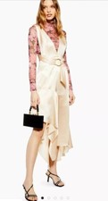Topshop Plain scarf satin midi pinafore Dress Rrp £49 UK 14