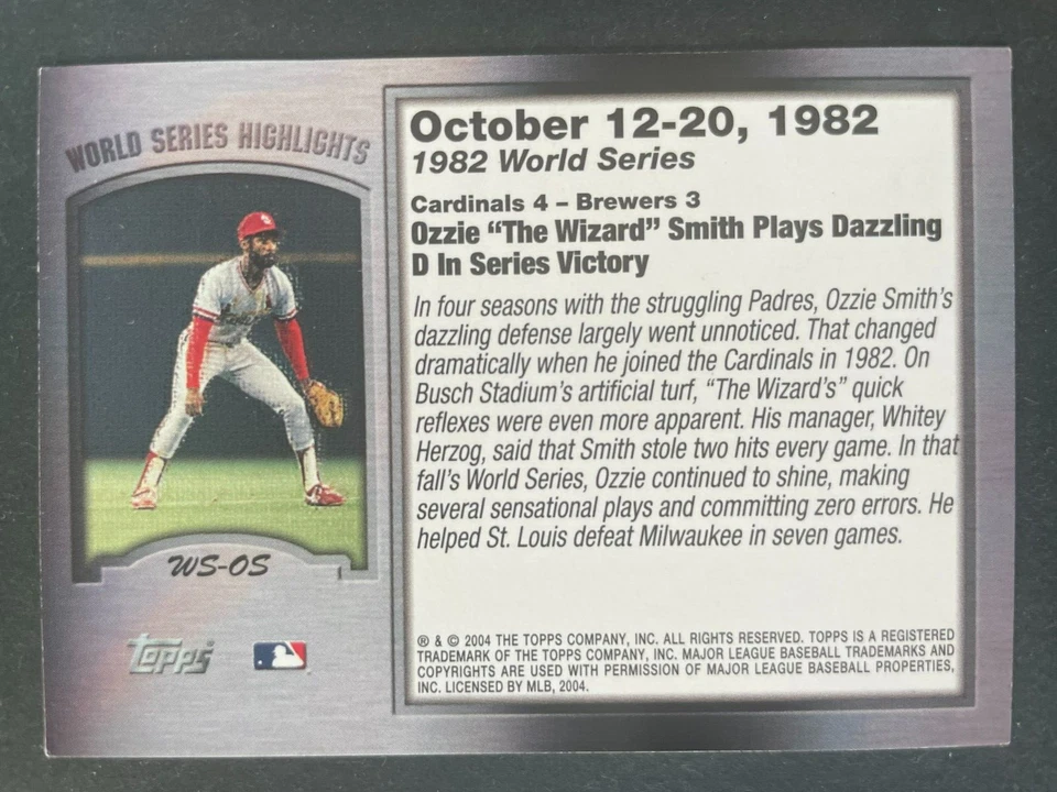 Ozzie SMITH 2004 Topps World Series Highlights #WS-OS St. Louis Cardinals - Image 2 of 2
