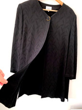 Black Single Button Mid Length 3/4" Sleeve Jacket Luisa Spagnoli Perugia Size L