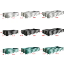 Galvanized Raised Garden Bed Planter Box for Plant Flower Vegetable Green Black