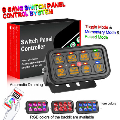 For Toyota Tacoma LED Auxiliary Light 8 Gang Switch Panel RGB Wireless Bluetooth