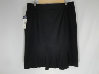 CHAPS Skirt Black Straight 12 Front Pockets Zip Button Back Ruffle Short Womens 