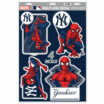 NEW YORK YANKEES 4 PIECE MARVEL SPIDERMAN DECALS 11''X17'' WALL GRAPHICS DISNEY