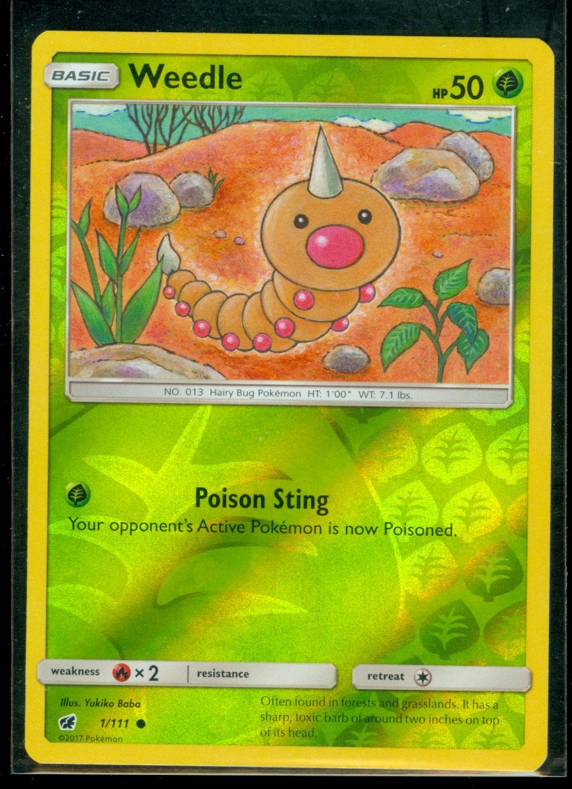 Pokemon WEEDLE 1/111 - Crimson Invasion Rev Holo - MINT