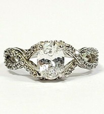 Sterling Silver Oval Cubic Zirconia Engagement Style Ring Size 8 1/4