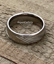 RUST RESISTANT CUSTOM 8MM DAMASCUS STEEL MEN WEDDING BAND MEN ENGAGEMENT RING