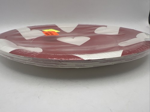 Vintage 1986 Valentine Heart Paper Party Plates by BEACH - NEW Sealed 12 Pack 7” - Picture 5 of 8