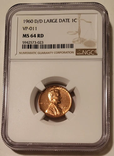 1960 D/D Lincoln Memorial Cent Large Date RPM VP-011 MS64 RED NGC