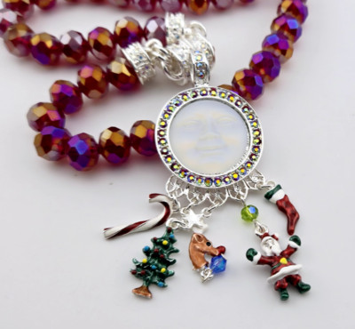 Kirks Folly  CHRISTMAS EVE SEAVIEW MOON Magnetic Enhancer & Red Necklace ST