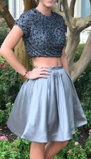 Short Dark Grey Formal Beaded Dress Size 4 by Sherri Hill
