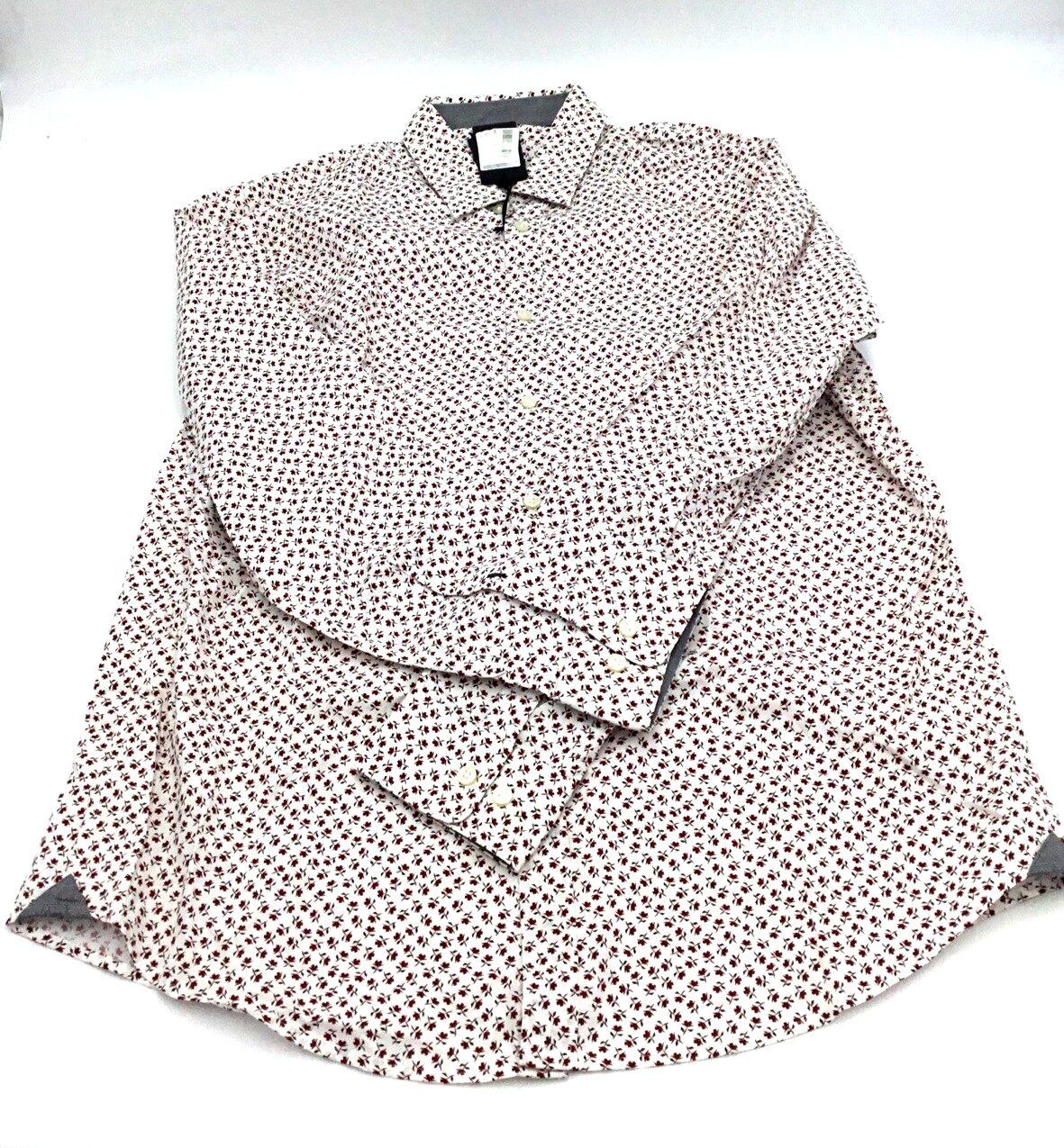 Мужская стрейчевая рубашка HugoBoss Regular Fit с цветочным рисунком, белая, Sz XL