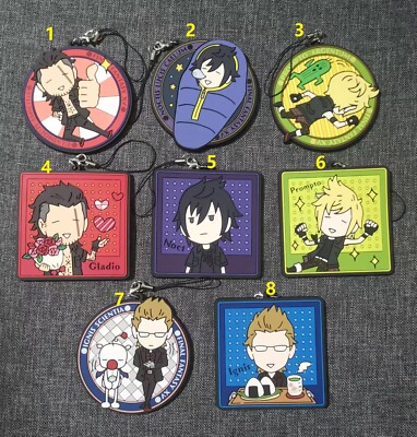 Final Fantasy XV 15 Rubber Strap Keychain Coaster Noctis Ignis Prompto Gladiolus