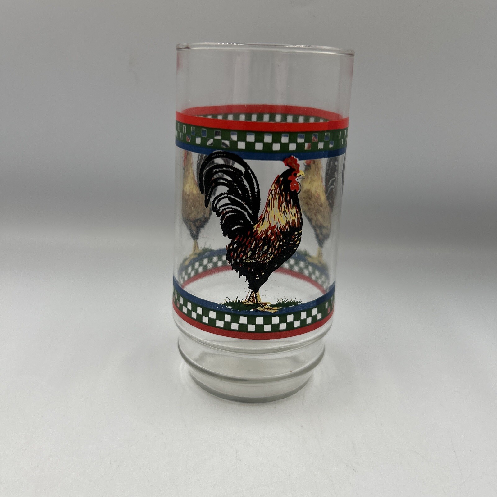 International Tableworks Clear Glass Tumbler Ella's Rooster Pattern