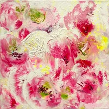 Peony painting Original abstract floral artwork Small Impasto Gallery Wall Art