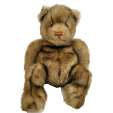 VINTAGE Gund Teddy Bear MINKY Plush 14" Brown Faux Mink Stuffed Animal