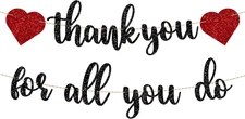 Thank You for All You Do Banner Black Glitter Banner Employee Teacher Doctor Nur