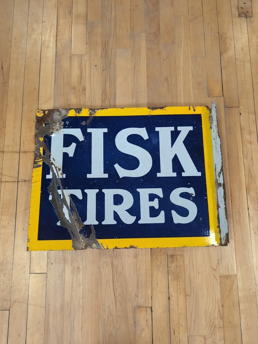 RARE FISK TIRES ADVERTISING GAS OIL FLANGE SIGN | eBay