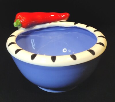 Salsa Hot Sauce Bowl Chile Pepper Bowl Ceramic Vandor 4x2.5''
