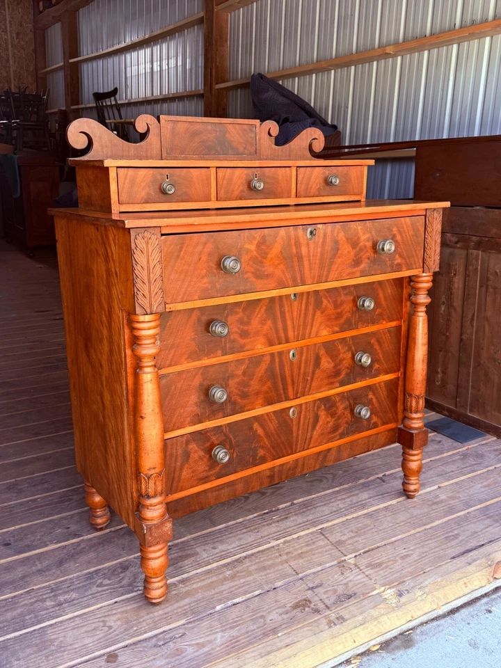 Antique Classical Boston chest drawers Cherry & mahogany 7 drawer dresser - Image 3 of 4