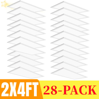 2x4Ft LED Flat Panel Lights, 75W,5000K Recessed Edge-Lit Troffer Fixture, 28PC
