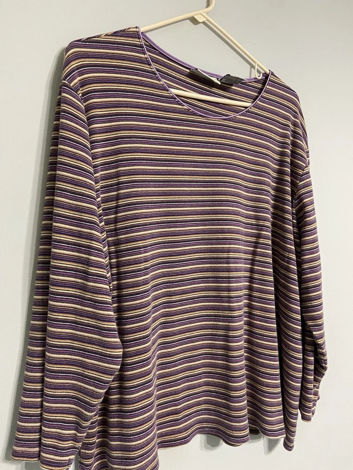 White Stag Stretch Purple Striped Long Sleeve Sweater womens 22W/24W - Image 2 of 4