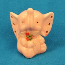 Vintage PINK Ceramic Elephant Earring Holder Kitsch Jewelry Good Luck Cute