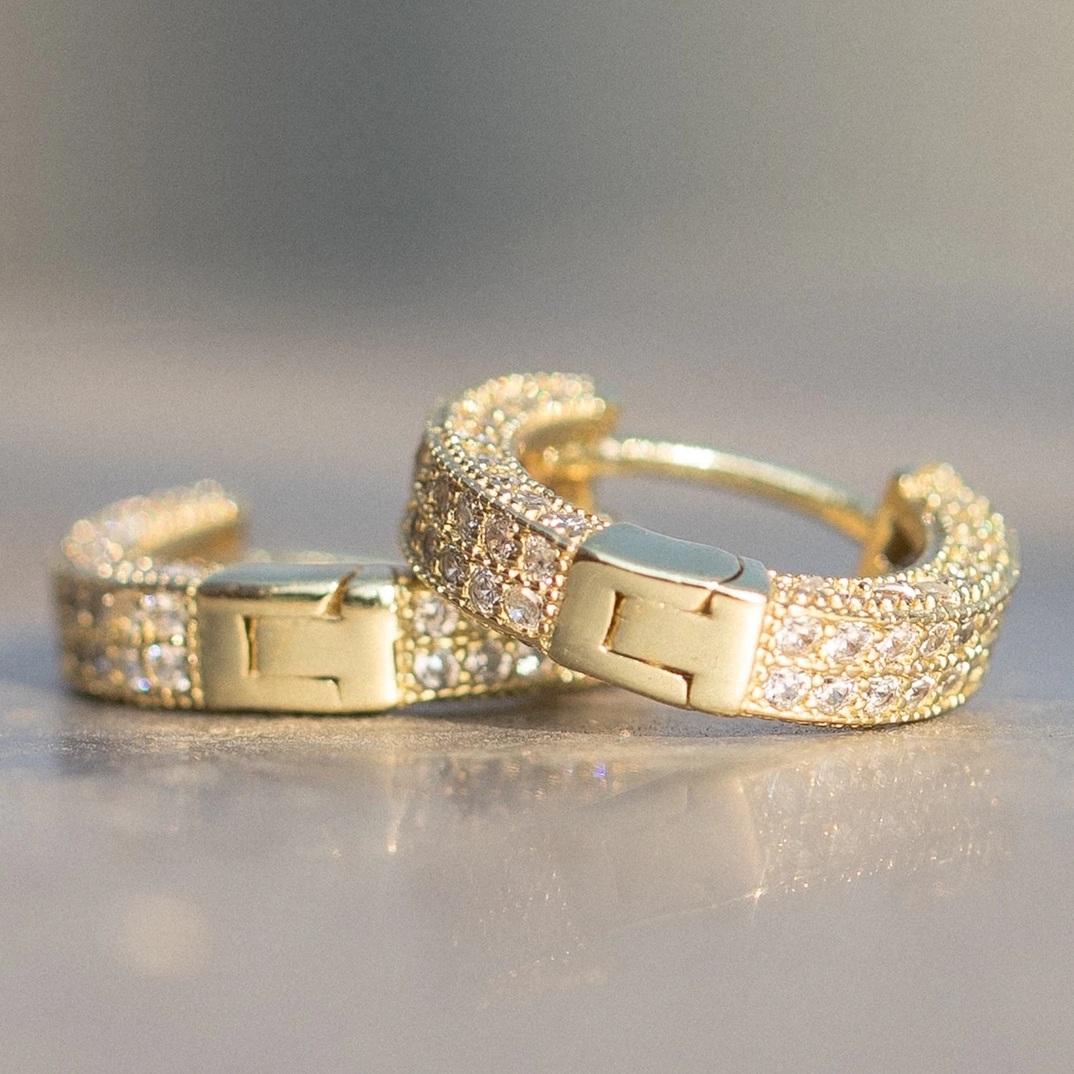Men's gold shop diamond hoop earrings