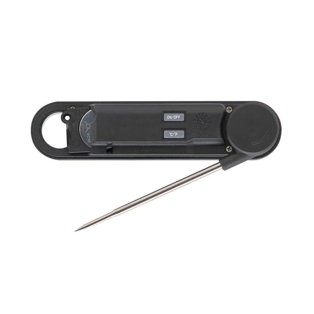 Digital Meat Thermometer with Stainless Steel Folding Probe and Blue Display