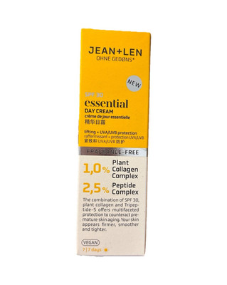 jean+len essential Tagespflege LSF 30 Peptide Collagen vegan duftfrei Gesicht