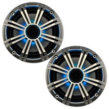 2x of Kicker 8" OEM Marine Coaxial Silver Speakers with MultiColor LED Lighting