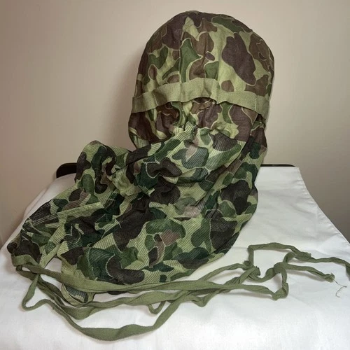Camo helmet & face cover WWII US military genuine mosquito net world war 2