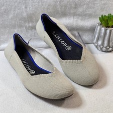 Rothy's The Pointed Flats Beige Knit Ballet Shoes Women's Size 8.5