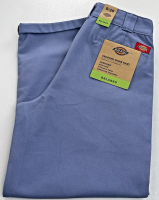Dickies Juniors 9/29 Cropped Work Pant Relaxed Roll Hem Twill Light Blue NWT!