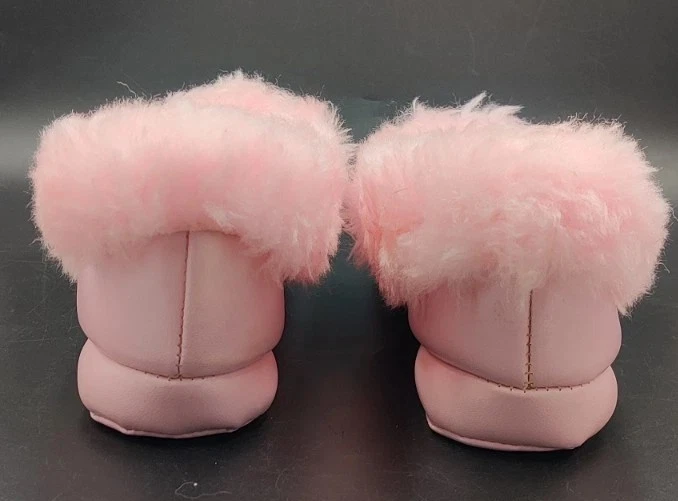 Vintage Pink Fuzzy Gold Trim Genie Slippers 6/7 Narrow Manmade Materials USA EVC - Image 3 of 4