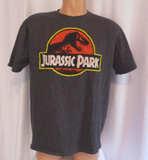 Jurassic Park Shirt Mens XL Gray Dinosaur Logo Graphic Movie Tee T-Shirt