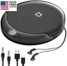 CD Player Portable with 60 Second anti Skip, Stereo Earbuds, Includes Aux in Cab