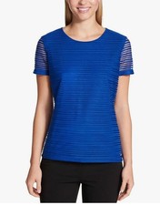 NWT Women's Calvin Klein Textured Short Sleeve Shirt Stretch