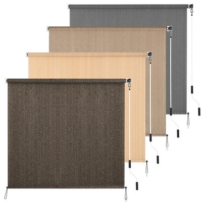 Outdoor Roller Shade 8' W x 6' L Cordless Patio Shades Roll Up Outdoors Blind...