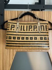 Vintage Woven Wicker HandBag with Gold Toned Handles Philippines Boho Chic Purse