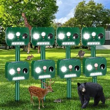 8 Pack Solar Ultrasonic Animal Repeller Outdoor Squirrel  Deer Repellent Devices