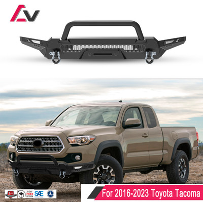 Modular Stubby Steel Front Bumper For 2016 2017 2018-2023 Toyota Tacoma Black