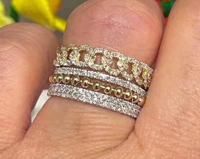 2Ct Round Cut Lab Created Diamond Stacked Engagement Ring 14K Yellow Gold Plated