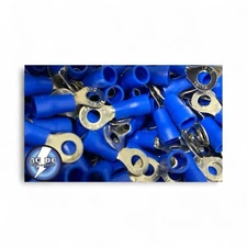 Blue 16-14 Gauge Wire Ring Terminals Vinyl Connectors Eyelet - YOU CHOOSE SIZE -