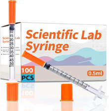 0.5 Ml/Cc 30G 5/16 Inch Syringes, U-100 Scientific Lab Syringe, Individual Wrapp