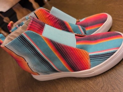 Women Crazy Train Sneaker Hidden Wedges, Multicolored, Striped Size 9 Zip Up