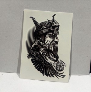 Flatline Corp. Viking Temporary Press-On Tattoo, Black/White, Medium FL-BKTS-03