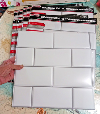 Square tile Tiles 12 x 12'' white brick pattern 10 self adhesive 3D wall stickers